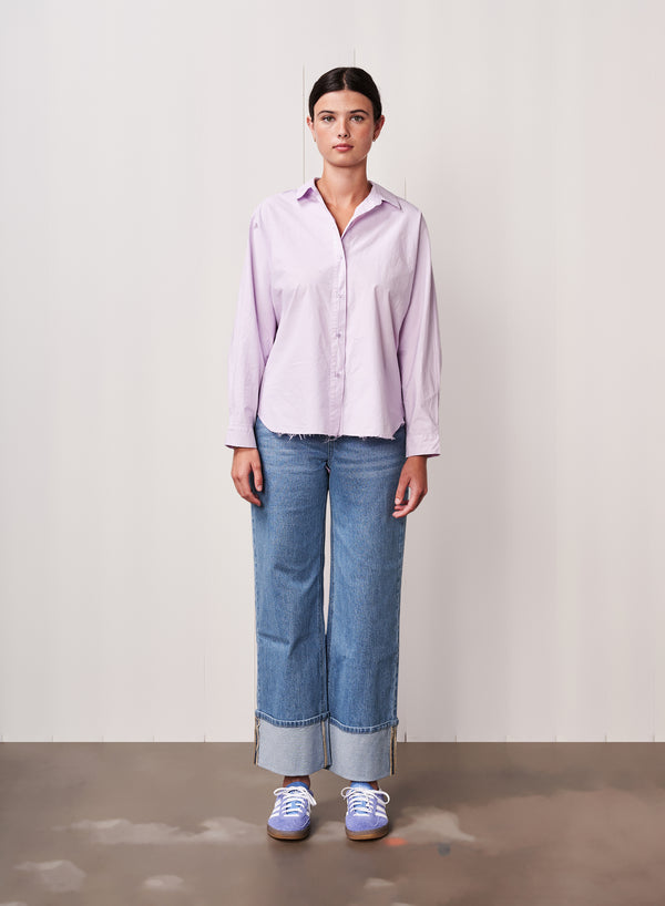 stateside Fine Poplin Dolman Shirt in Lilac Mist