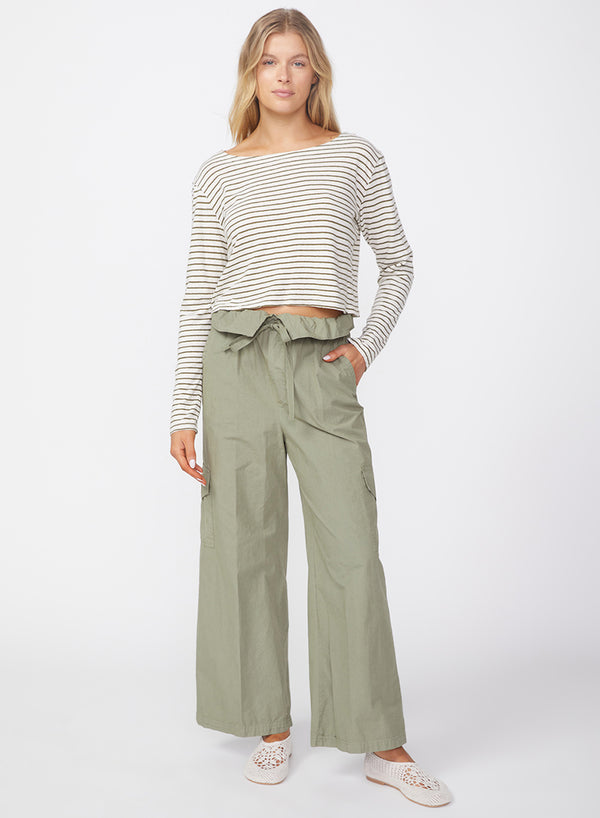 Stateside Fine Poplin Foldover Cargo Pant In Fern