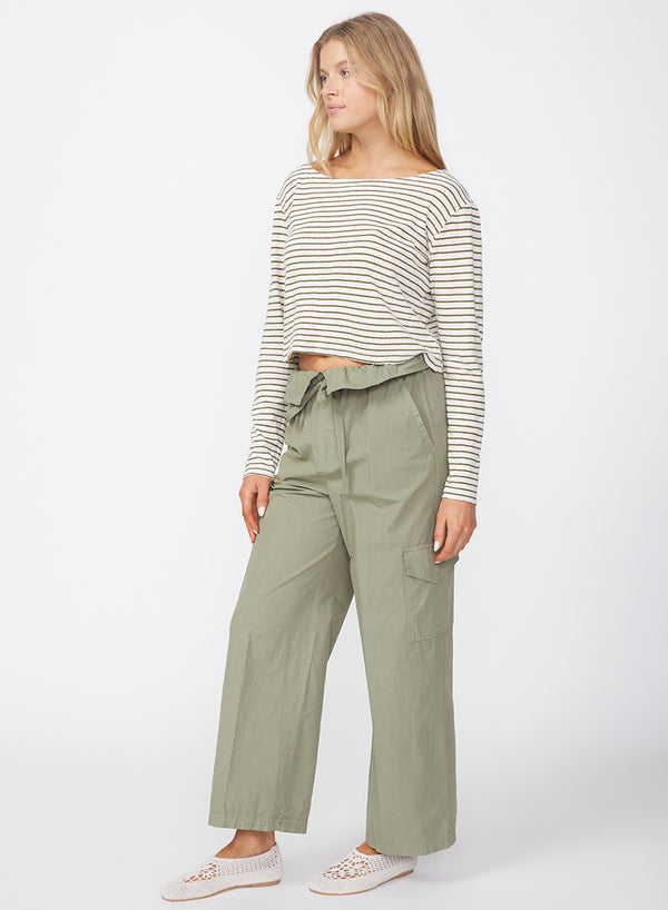 Stateside Fine Poplin Foldover Cargo Pant In Fern
