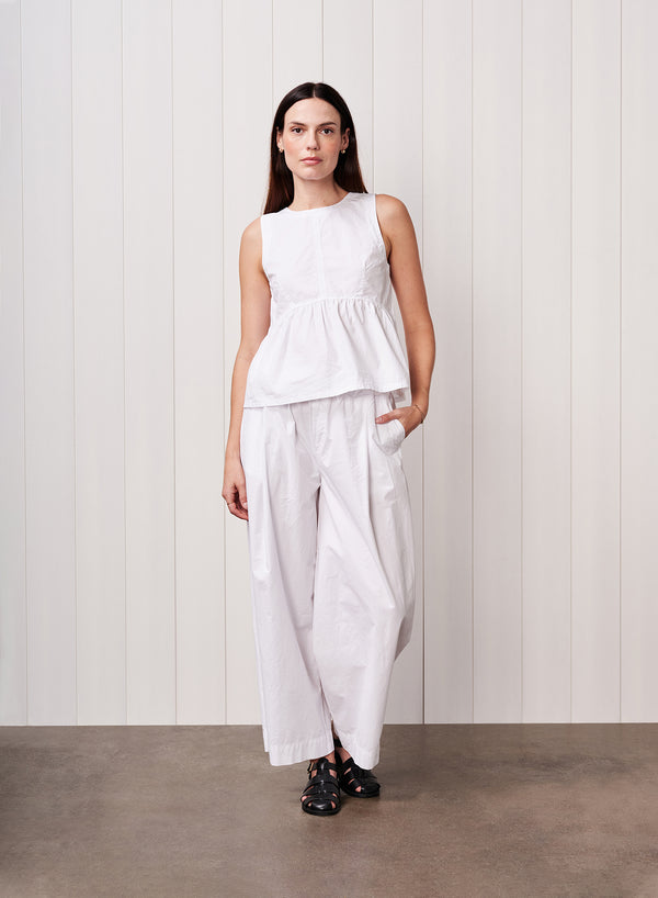 Stateside Fine Poplin Peplum In White