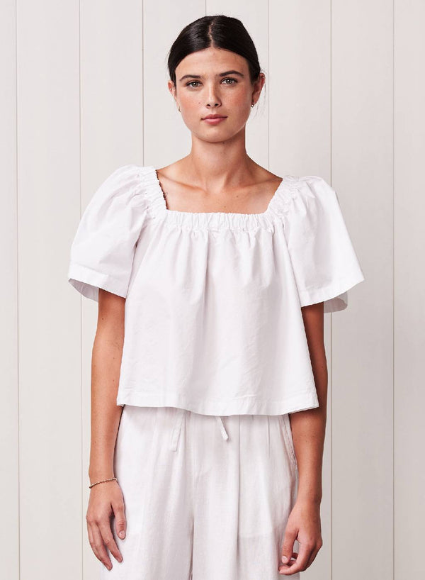 stateside Fine Poplin Swing Top in White