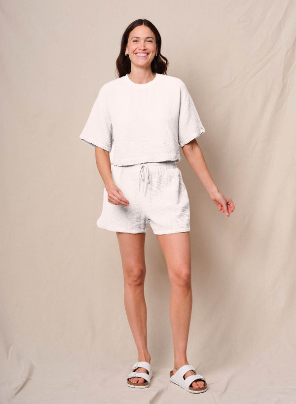 Stateside Gauze Boxy Top In White