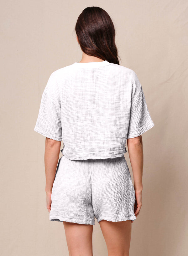 Stateside Gauze Boxy Top In White