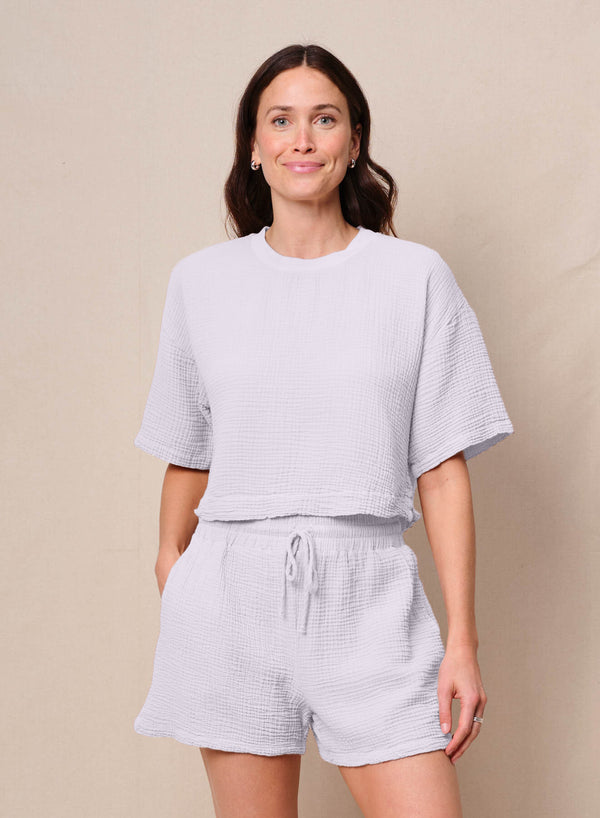 stateside Gauze Boxy Top in White