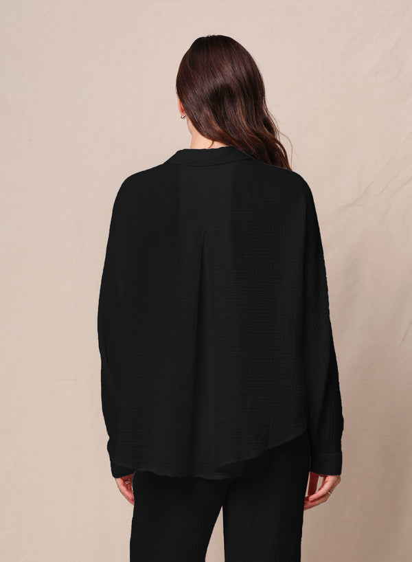 Stateside Gauze Dolman Shirt In Black