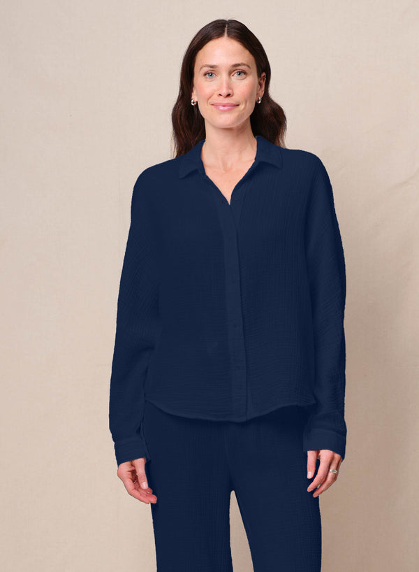 stateside Gauze Dolman Shirt in New Navy