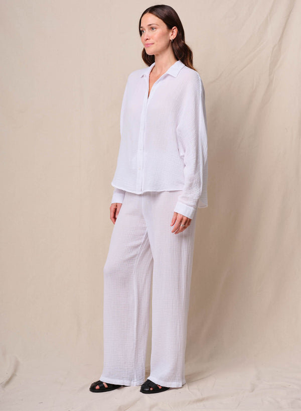 Stateside Gauze Dolman Shirt In White