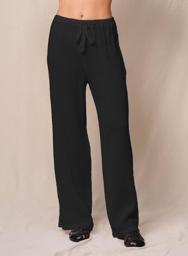 stateside Gauze Drawstring Pant in Black