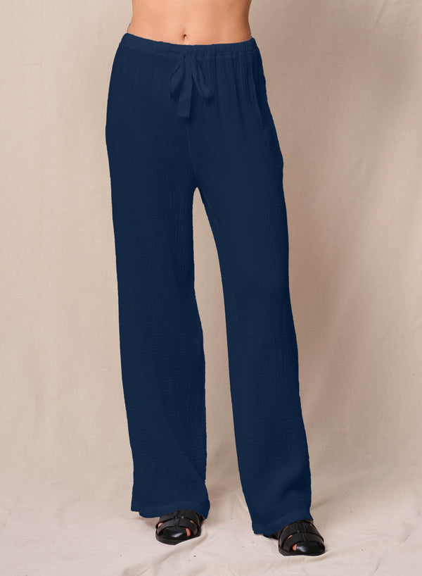 stateside Gauze Drawstring Pant in New Navy
