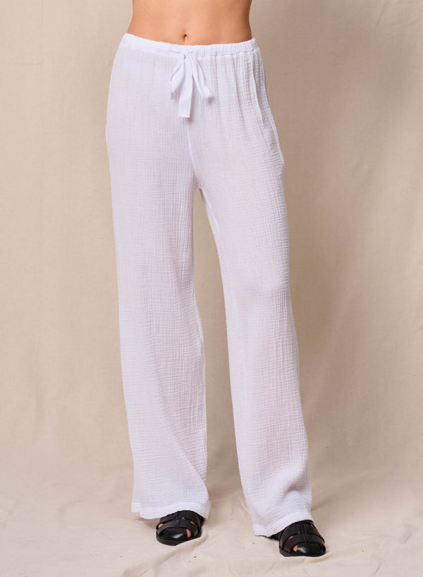 stateside Gauze Drawstring Pant in White