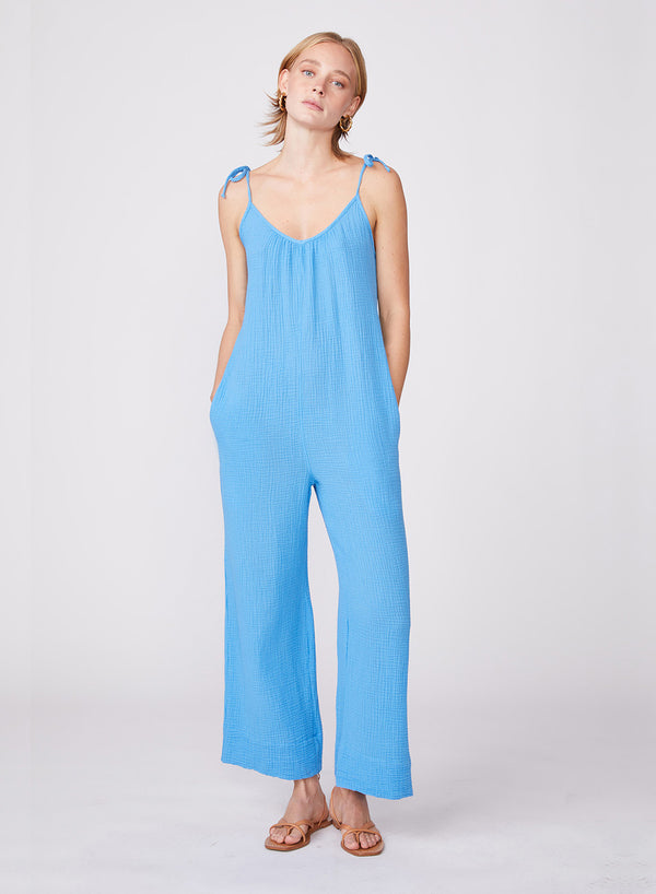 Stateside Gauze Tie Shoulder Jumpsuit In Sail