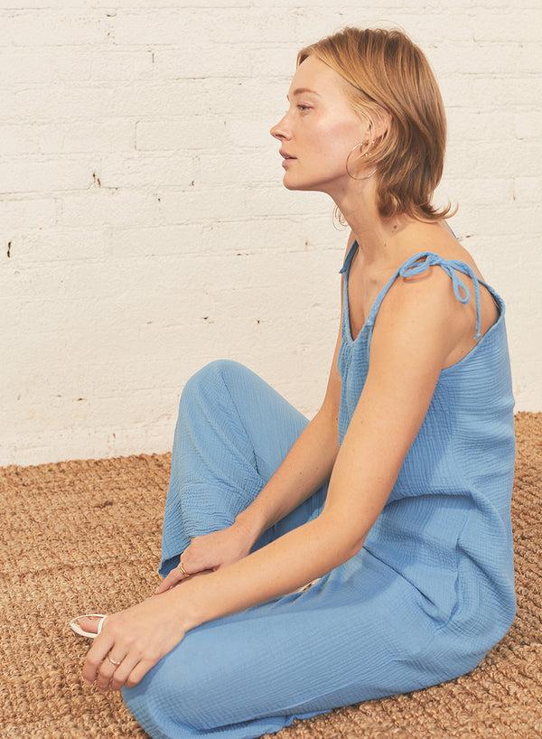 stateside Gauze Tie Shoulder Jumpsuit in Sail