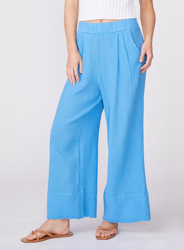 Stateside Gauze Wide Leg Pull On Pant In Sail