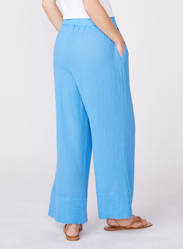 Stateside Gauze Wide Leg Pull On Pant In Sail