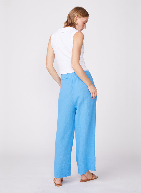 Stateside Gauze Wide Leg Pull On Pant In Sail