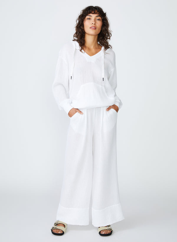 Stateside Gauze Wide Leg Pull On Pant In White