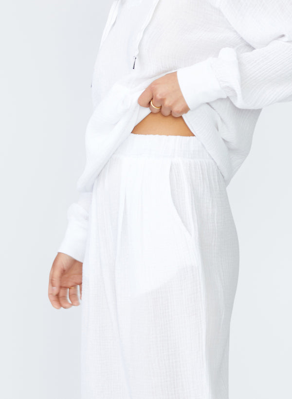 Stateside Gauze Wide Leg Pull On Pant In White