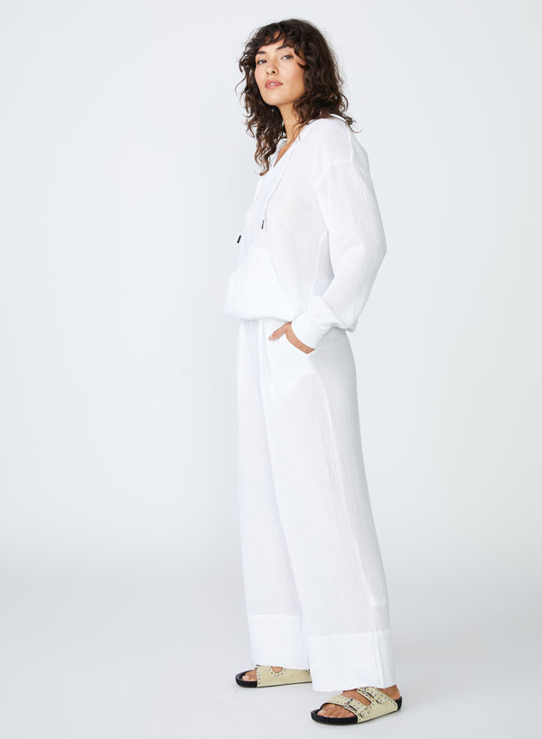 Stateside Gauze Wide Leg Pull On Pant In White