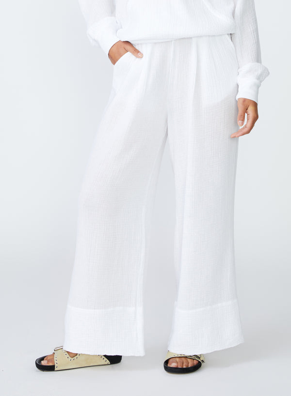 stateside Gauze Wide Leg Pull On Pant in White