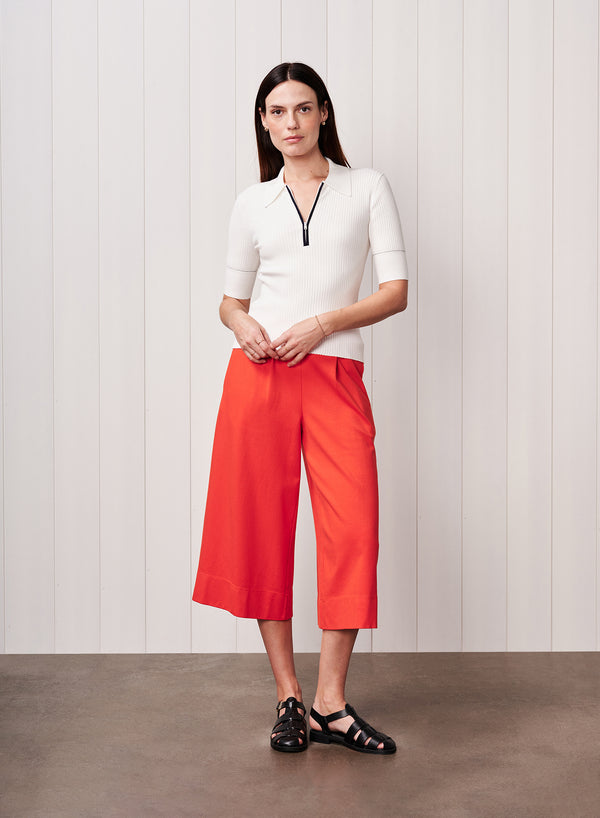 Stateside Half Zip Polo Sweater In Cream