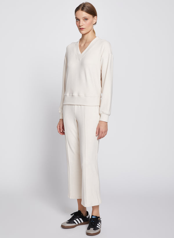 Stateside Honeyluxe V-Neck Pullover In Cream