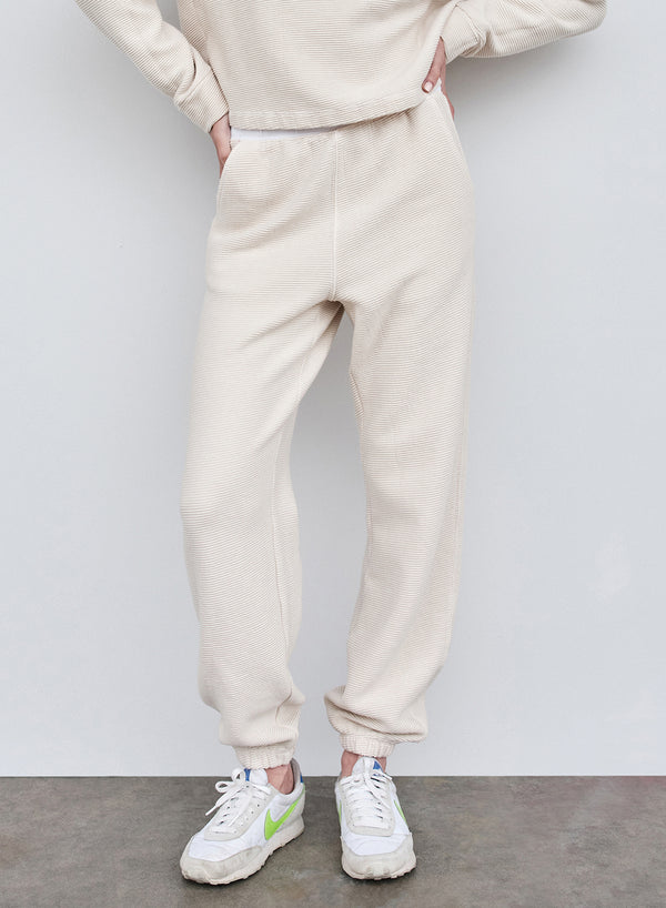Stateside Horizontal Rib Sweatpant In Cream