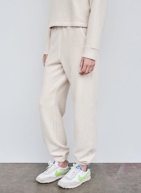 Stateside Horizontal Rib Sweatpant In Cream