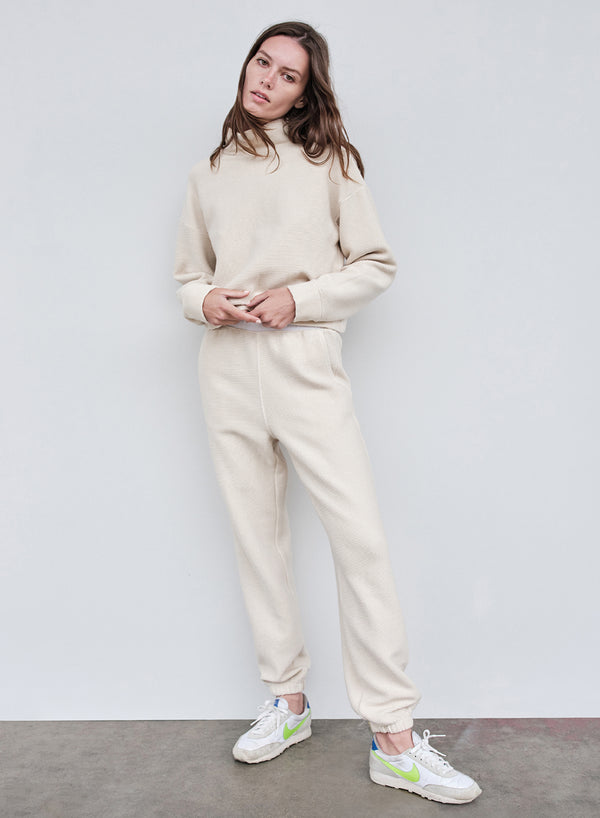 stateside Horizontal Rib Sweatpant in Cream