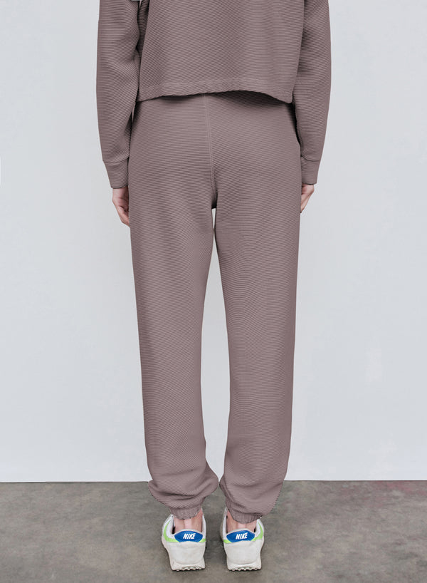 Stateside Horizontal Rib Sweatpant In Walnut