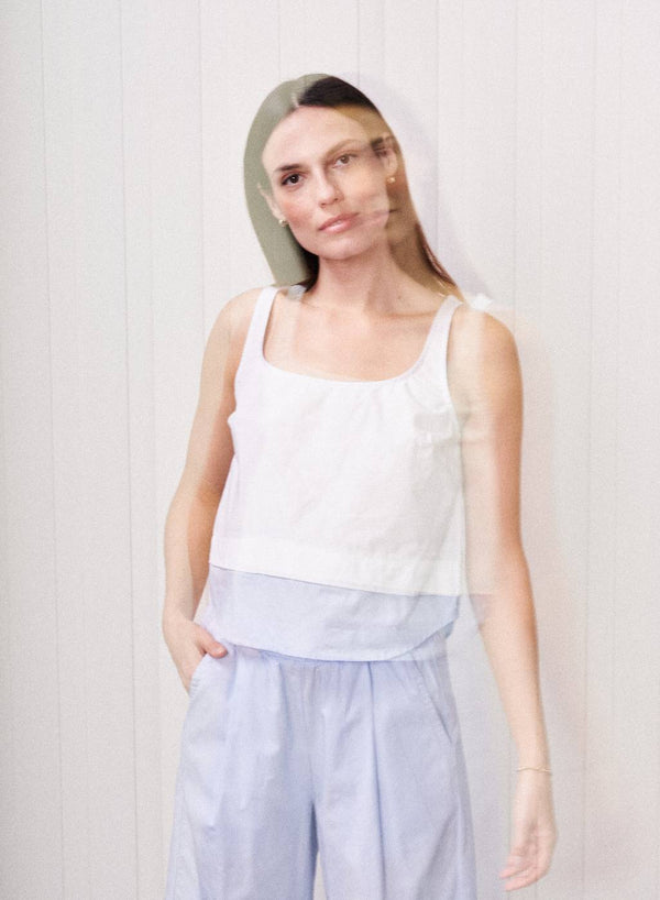 Stateside James Pinstripe Tank In Dove Blue