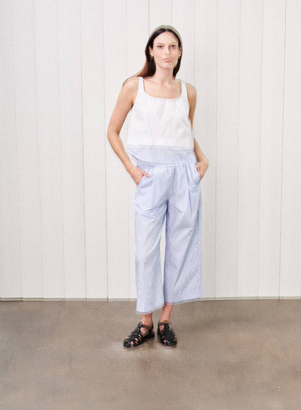 stateside James Pinstripe Tank in Dove Blue