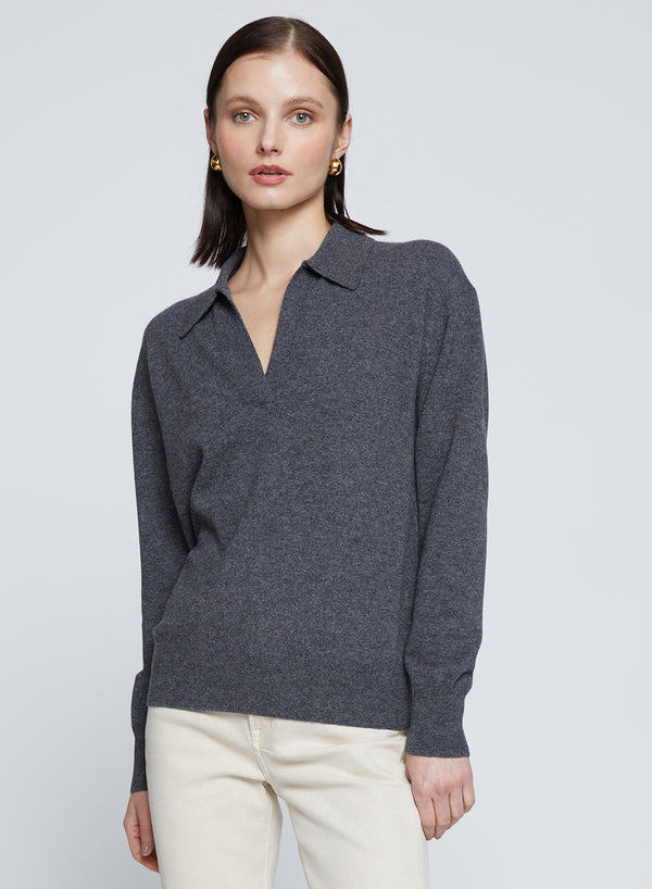 Stateside Johnny Collar Sweater In Charcoal