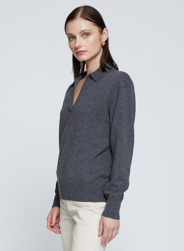 Stateside Johnny Collar Sweater In Charcoal