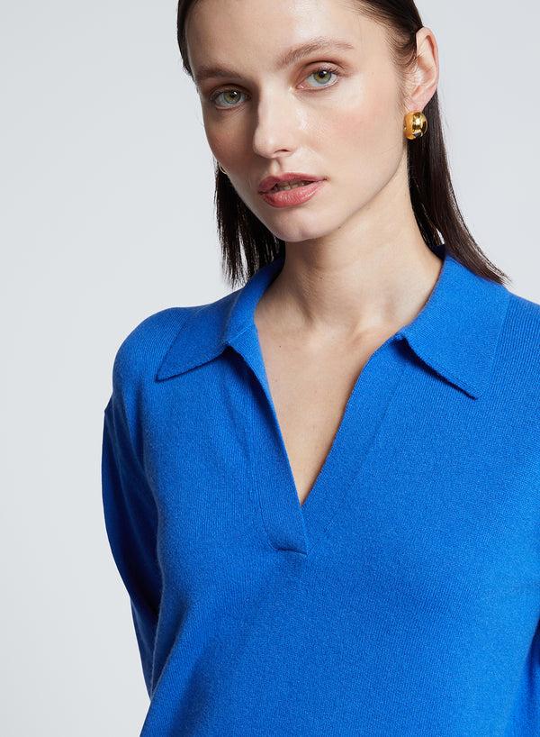 Stateside Johnny Collar Sweater In Club Blue