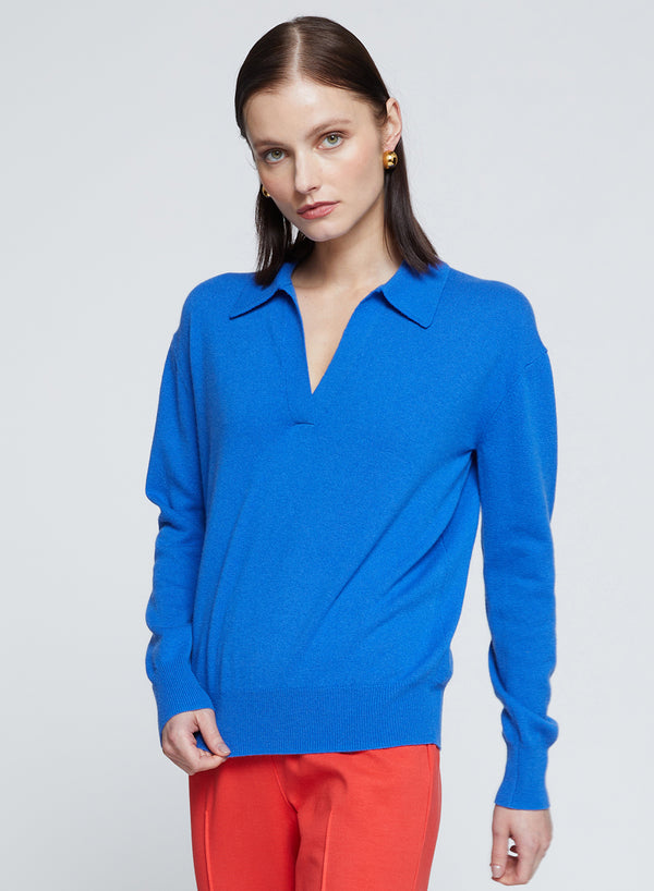 Stateside Johnny Collar Sweater In Club Blue