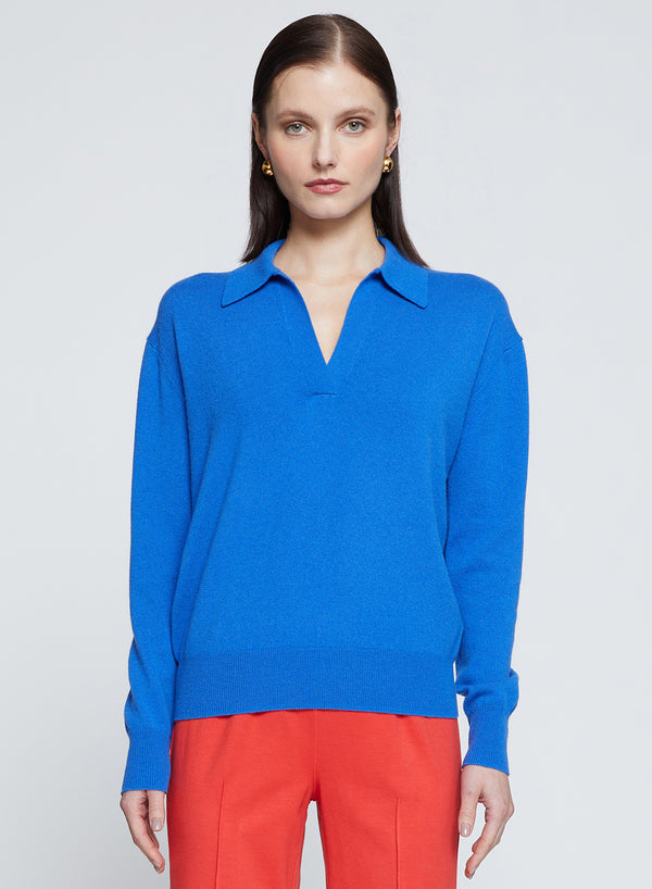 stateside Johnny Collar Sweater in Club Blue