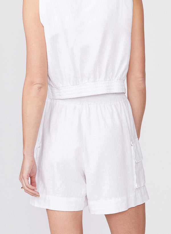 Stateside Linen Cargo Short In White