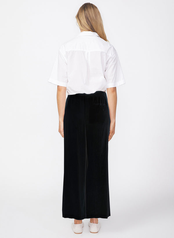 Stateside Linen Cropped Pull-On Trouser In Black
