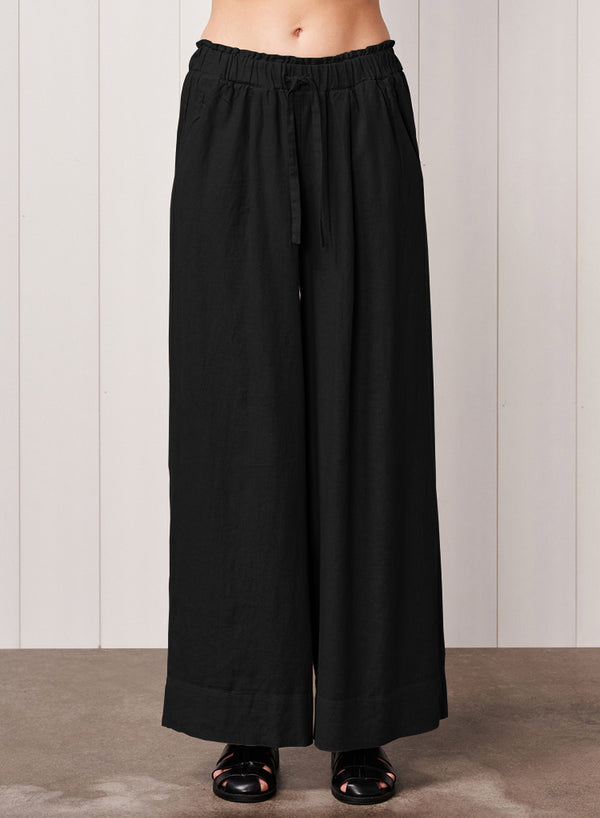 Stateside Linen Drawstring Trouser In Black