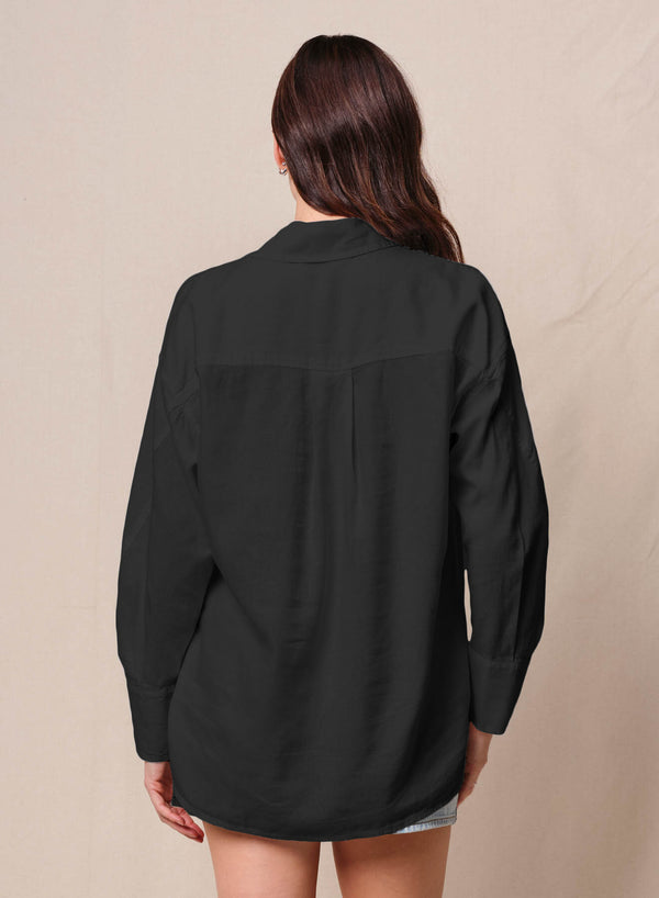 Stateside Linen Oversized Shirt In Black