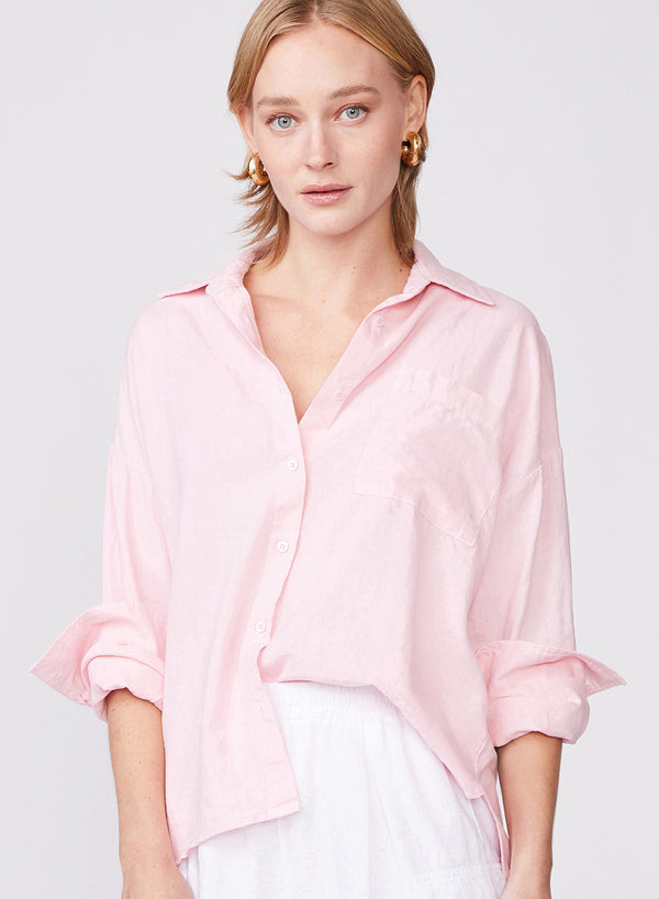Stateside Linen Oversized Shirt In French Pink