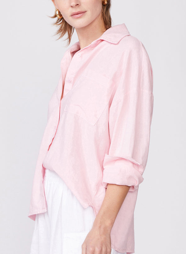 Stateside Linen Oversized Shirt In French Pink