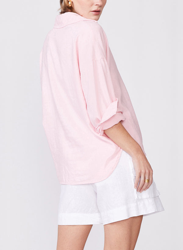 Stateside Linen Oversized Shirt In French Pink