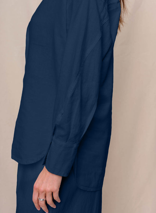 Stateside Linen Oversized Shirt In New Navy