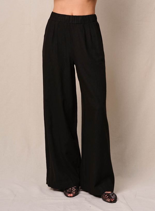 stateside Linen Pull-On Trouser in Black