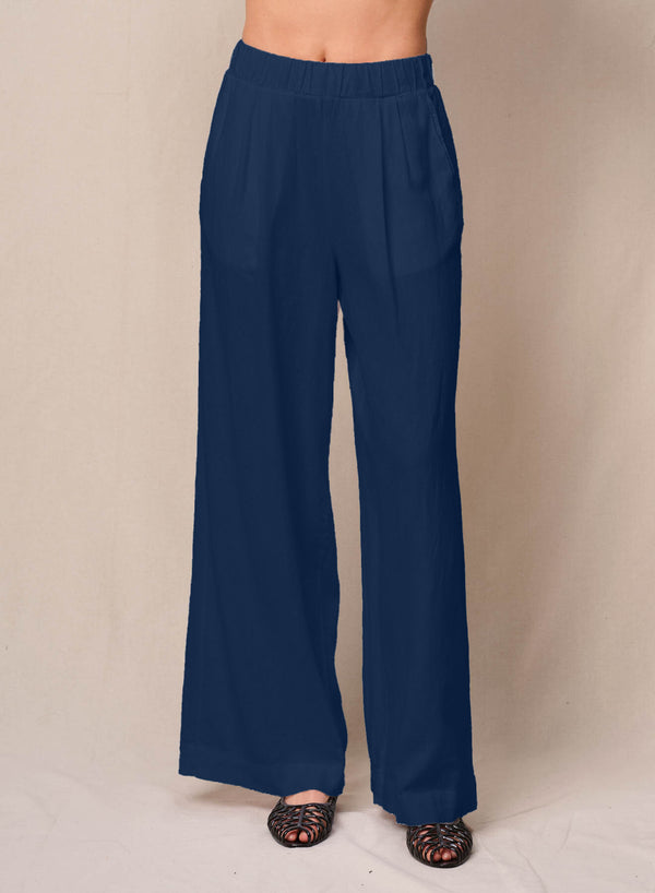 stateside Linen Pull-On Trouser in New Navy