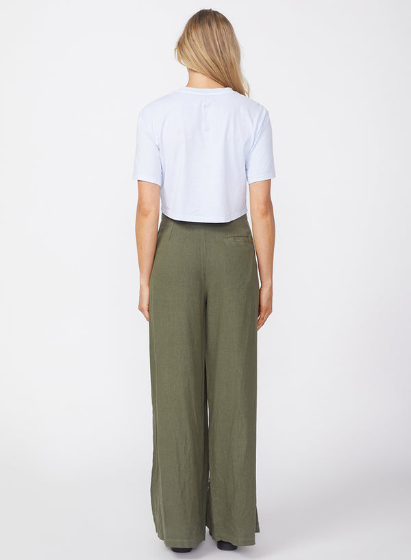 Stateside Linen Wide Leg Trouser In Fern