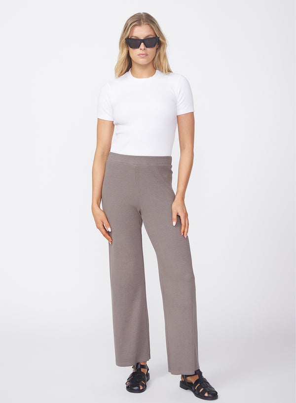 Stateside Luxe 2x1 Rib Cropped Pant In Twig