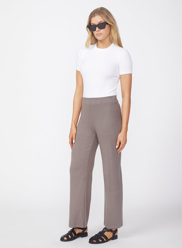Stateside Luxe 2x1 Rib Cropped Pant In Twig