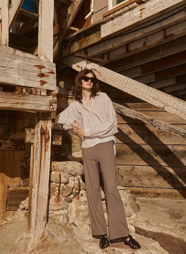 stateside Luxe 2x1 Rib Cropped Pant in Twig